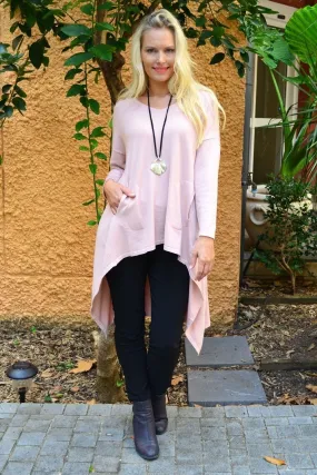 Soft Pink Heidi Hi Low Tunic Jumper