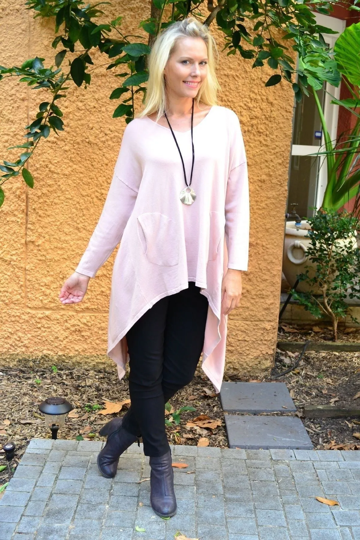 Soft Pink Heidi Hi Low Tunic Jumper