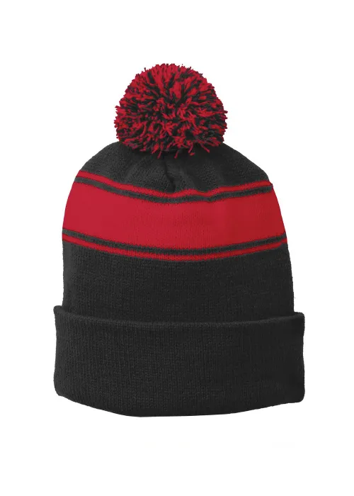 Stripe Pom Pom Beanie - STC28