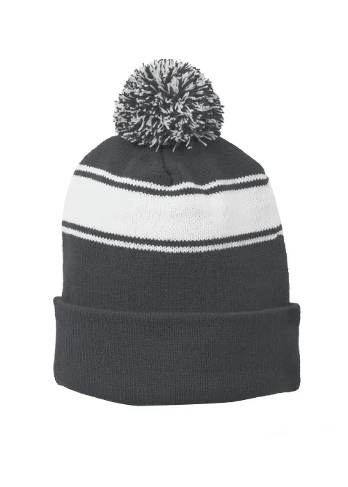 Stripe Pom Pom Beanie - STC28