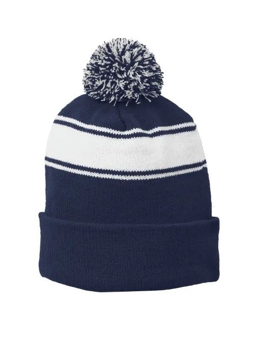 Stripe Pom Pom Beanie - STC28