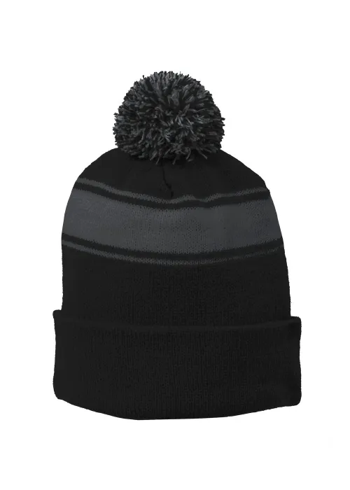 Stripe Pom Pom Beanie - STC28