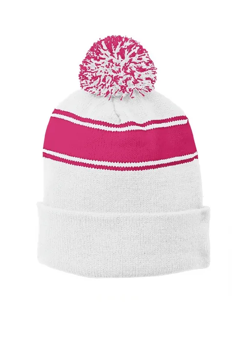 Stripe Pom Pom Beanie - STC28