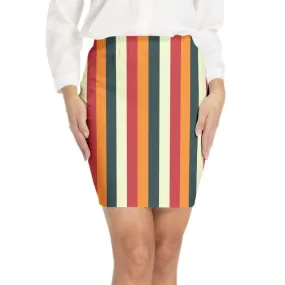 Striped Elastic Waist Bodycon Skirt