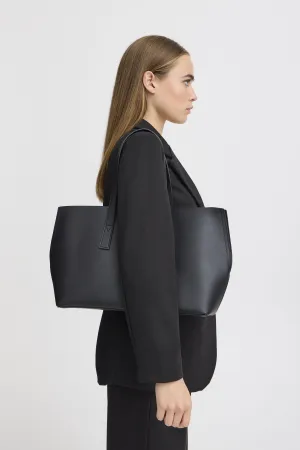 STRUCTURED BLACK TOTE BAG