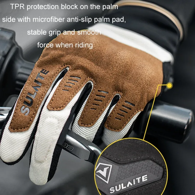 SULAITE Motorcycle Riding Breathable Conductive Touch Screen Full Finger Gloves, Size: XL(Black)