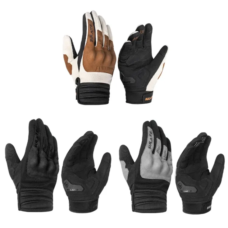 SULAITE Motorcycle Riding Breathable Conductive Touch Screen Full Finger Gloves, Size: XL(Black)