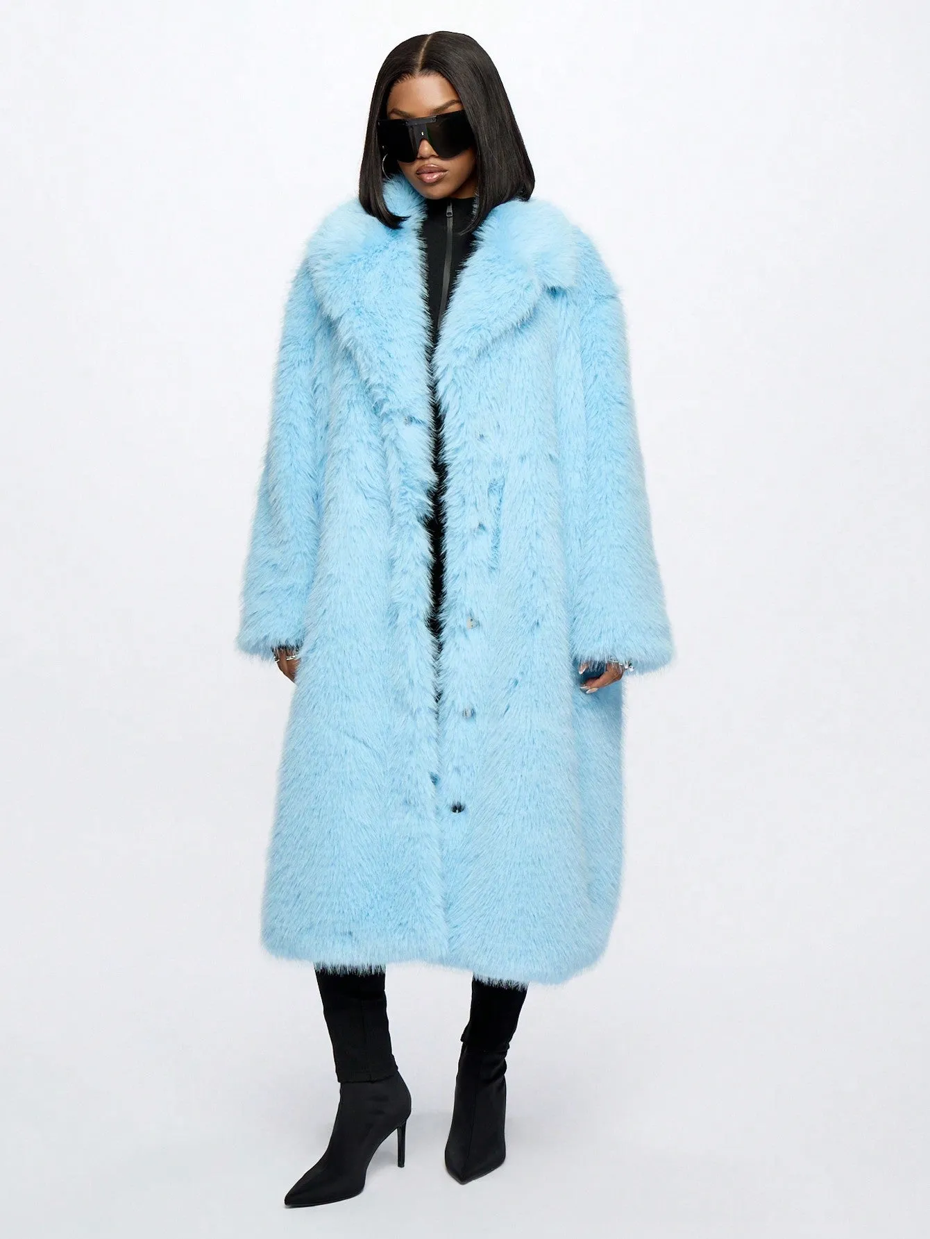 SUMWON WOMEN Fluffy Oversized Maxi Coat