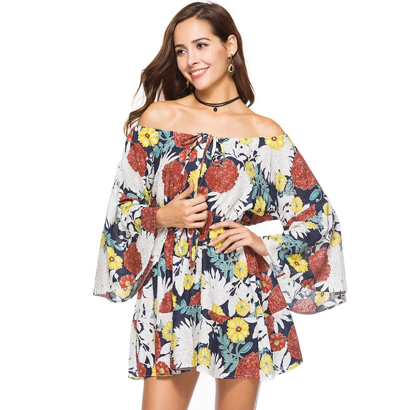 Sunflower Printed Bohemian Summer Dress