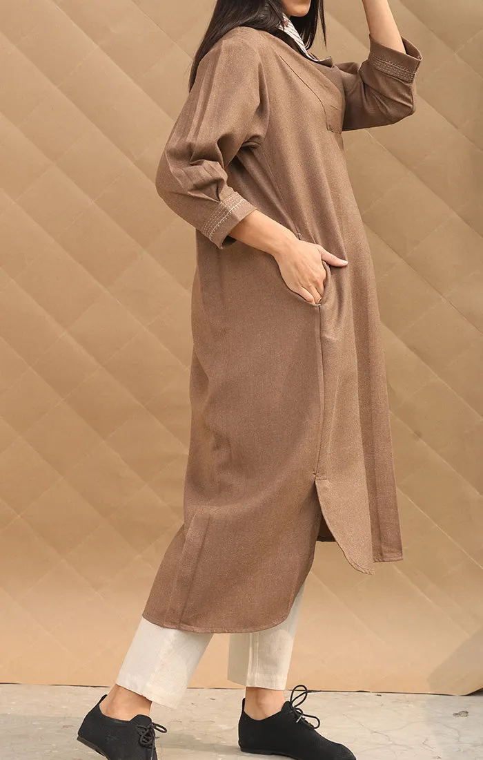 Tan wool Twill Tunic