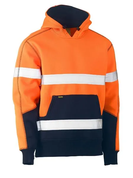 Taped Two Tone Hi Vis Fleece Hoodie Pullover - BK6619T