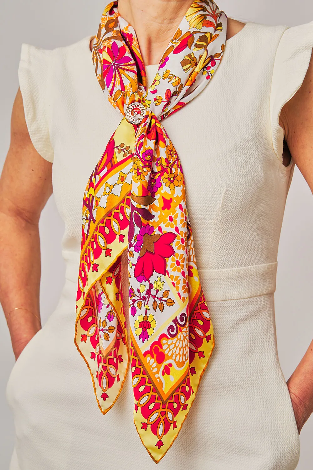 Tauromerion Yellow Silk Twill Scarf and Ring