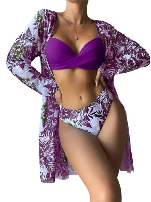 TEEK - Three-Piece Bikini Mesh Split Swimwear