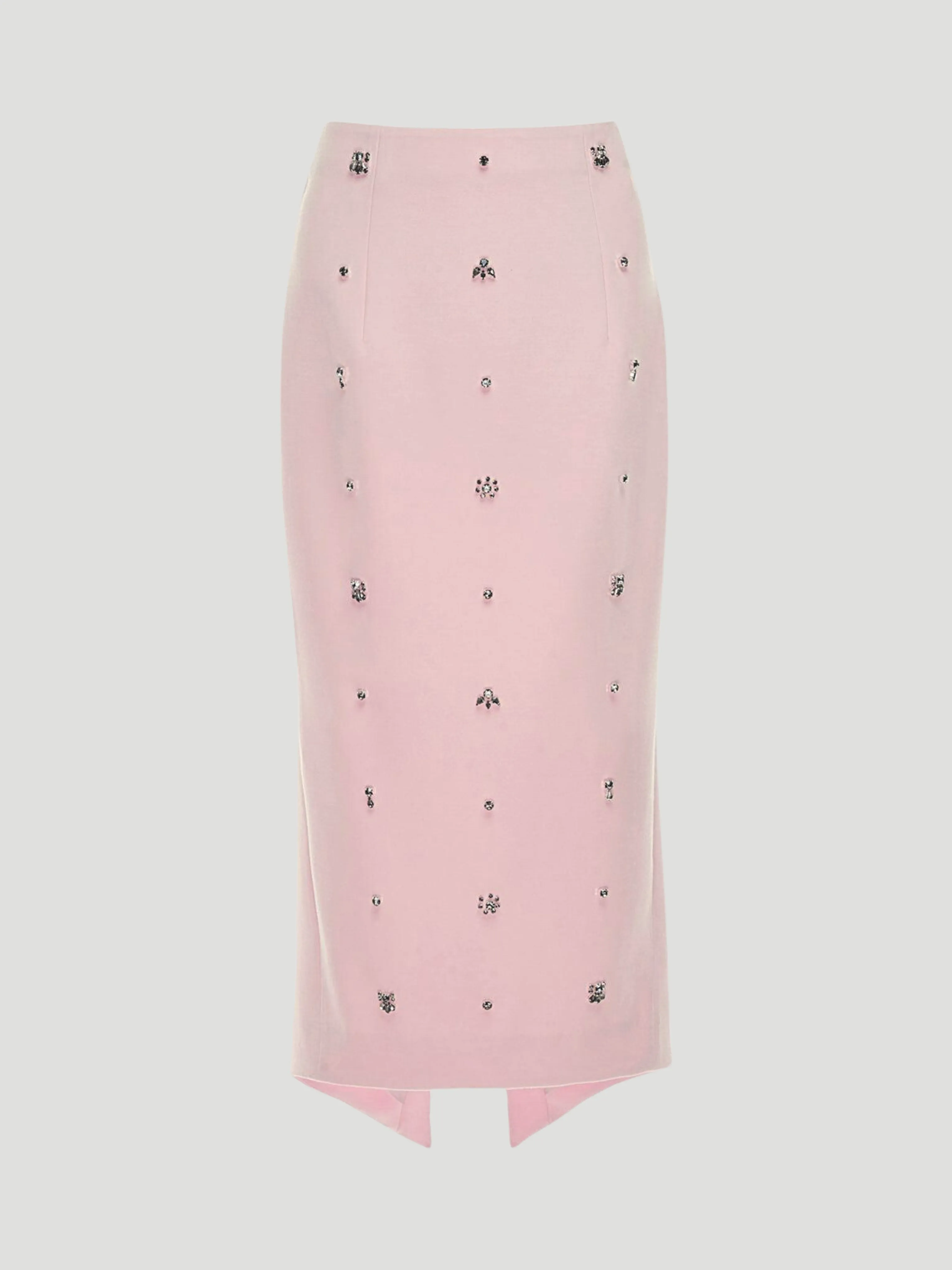 Thalia Gem-Embellished Midi Skirt in Pink