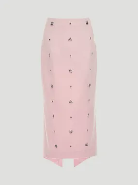 Thalia Gem-Embellished Midi Skirt in Pink