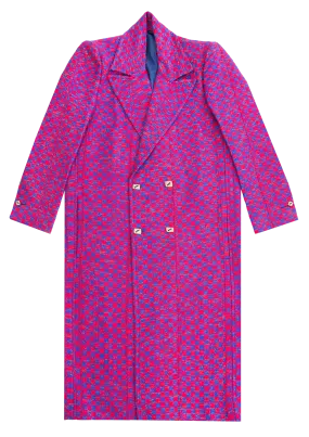 The Ella I blue and pink long and breasted Coat