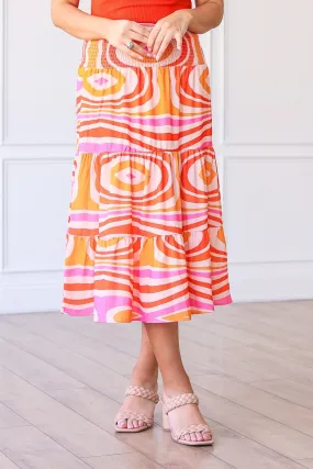 The Marilyn Midi Skirt in Orange