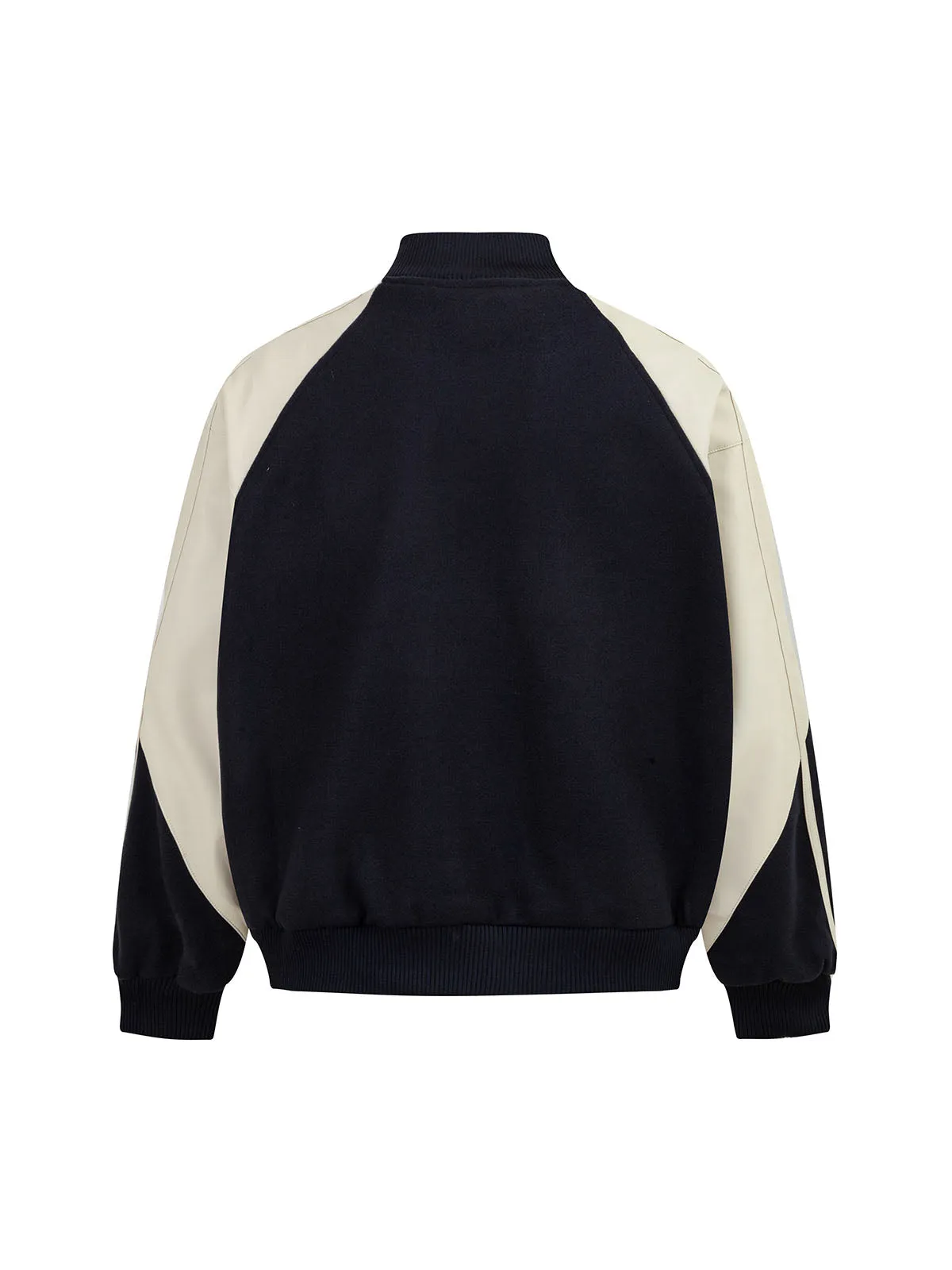 Thesupermade Contrast Stitching PU Leather Bomber Jacket