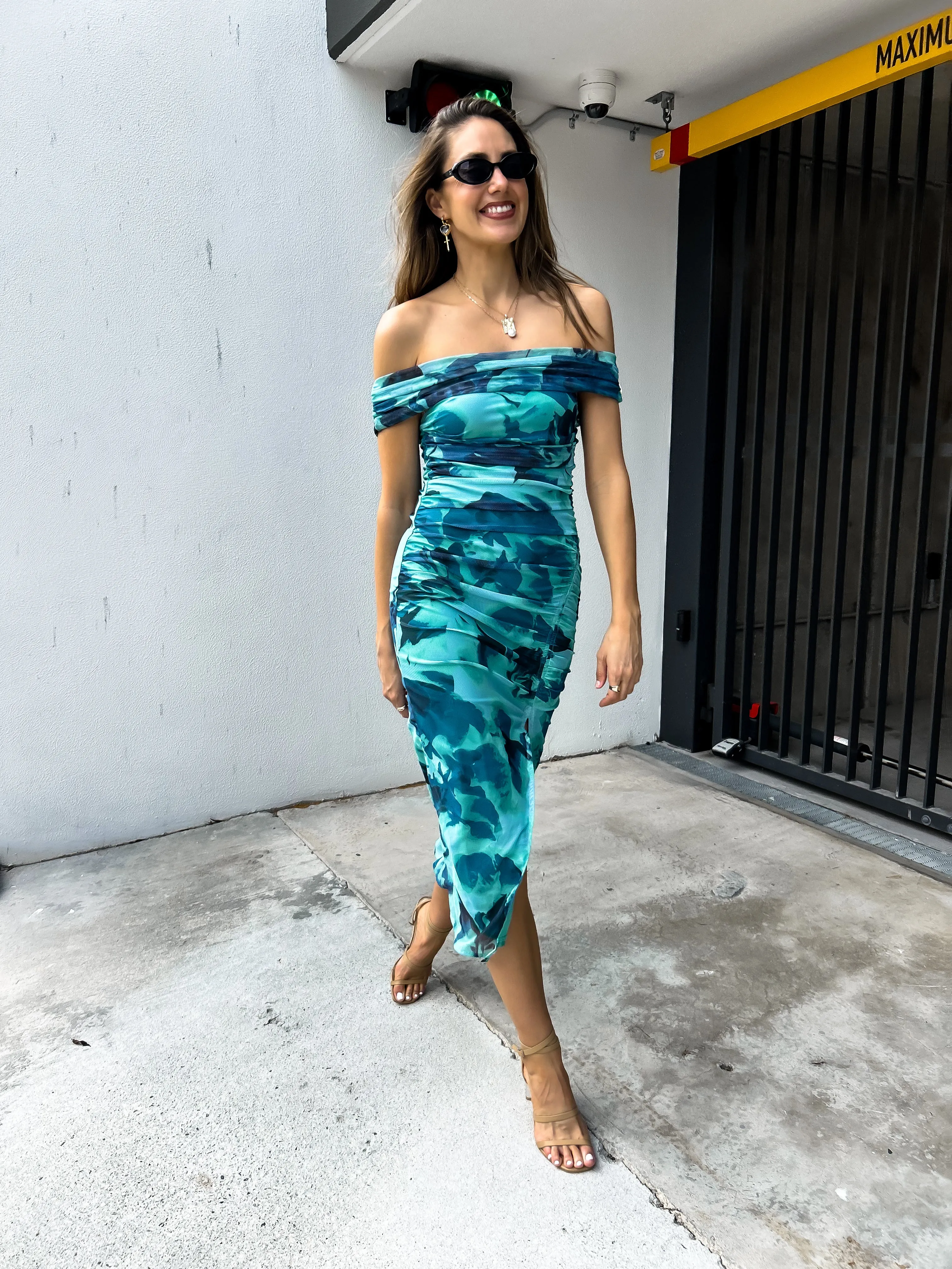 TIANA Off Shoulder Midi Dress - Teal