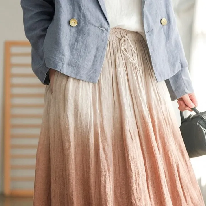 Tie-Dye Gradient Linen Skirt