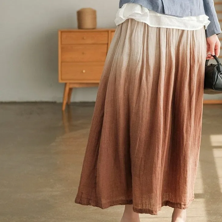 Tie-Dye Gradient Linen Skirt