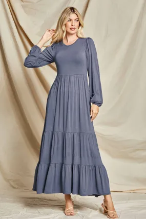 Tiered Maxi Dress Style 3802 in Navy