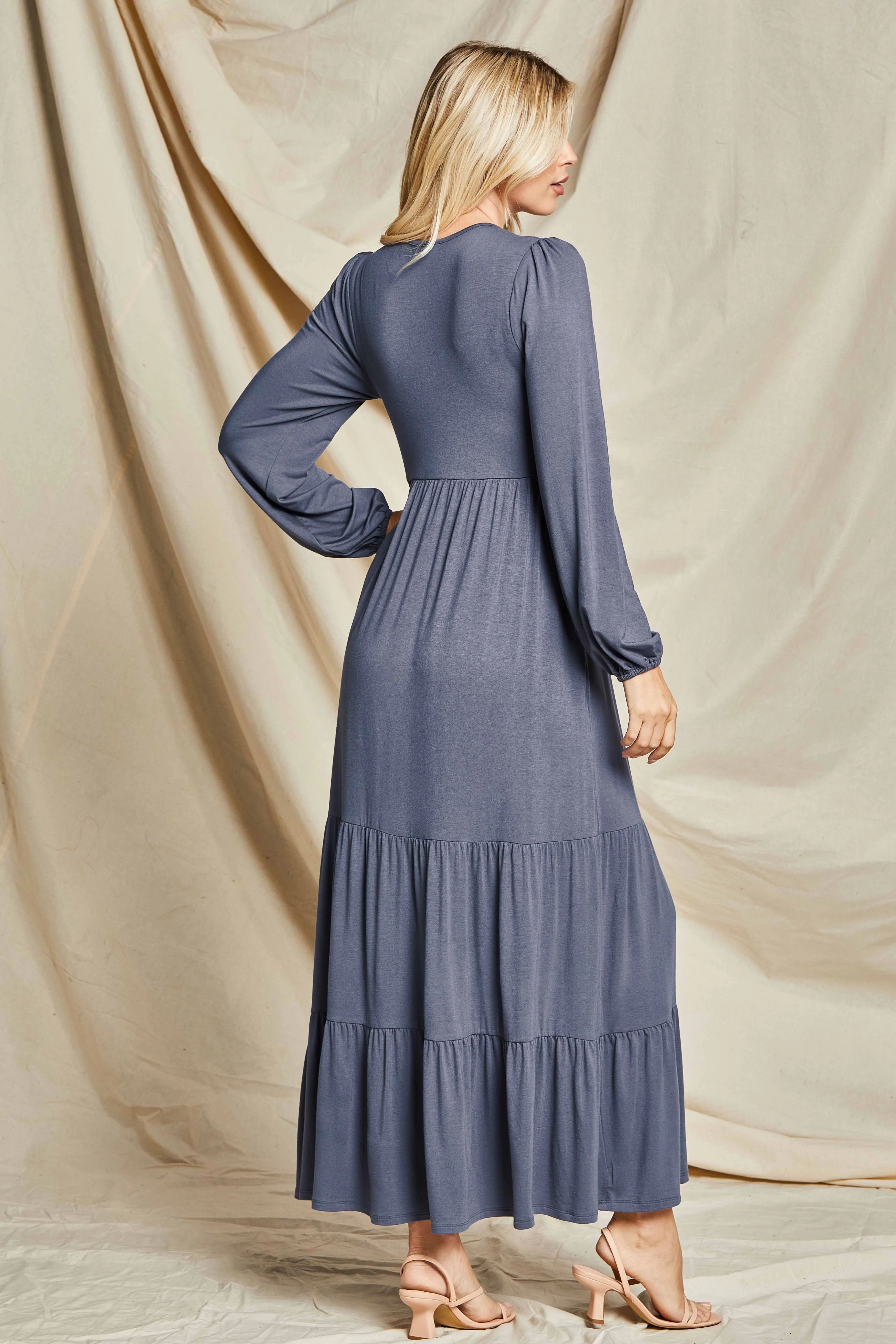 Tiered Maxi Dress Style 3802 in Navy