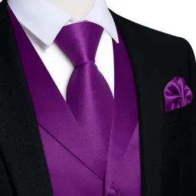 Ties2you Dress Vest Dark Magenta Purple Solid Notched Collar Work Silk Vest for Men