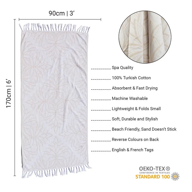 Turkish Cotton Body Towel - Horona in Oat and White