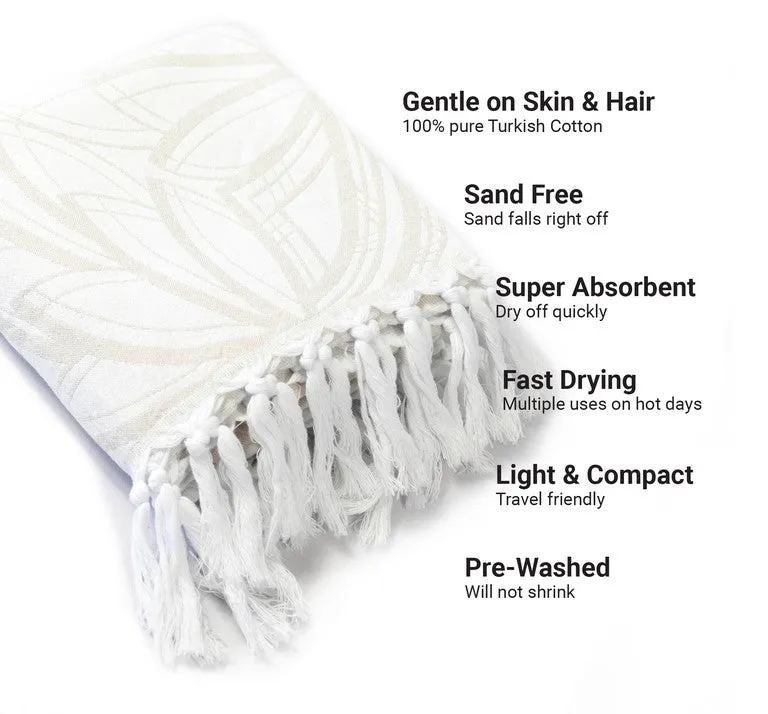 Turkish Cotton Body Towel - Horona in Oat and White