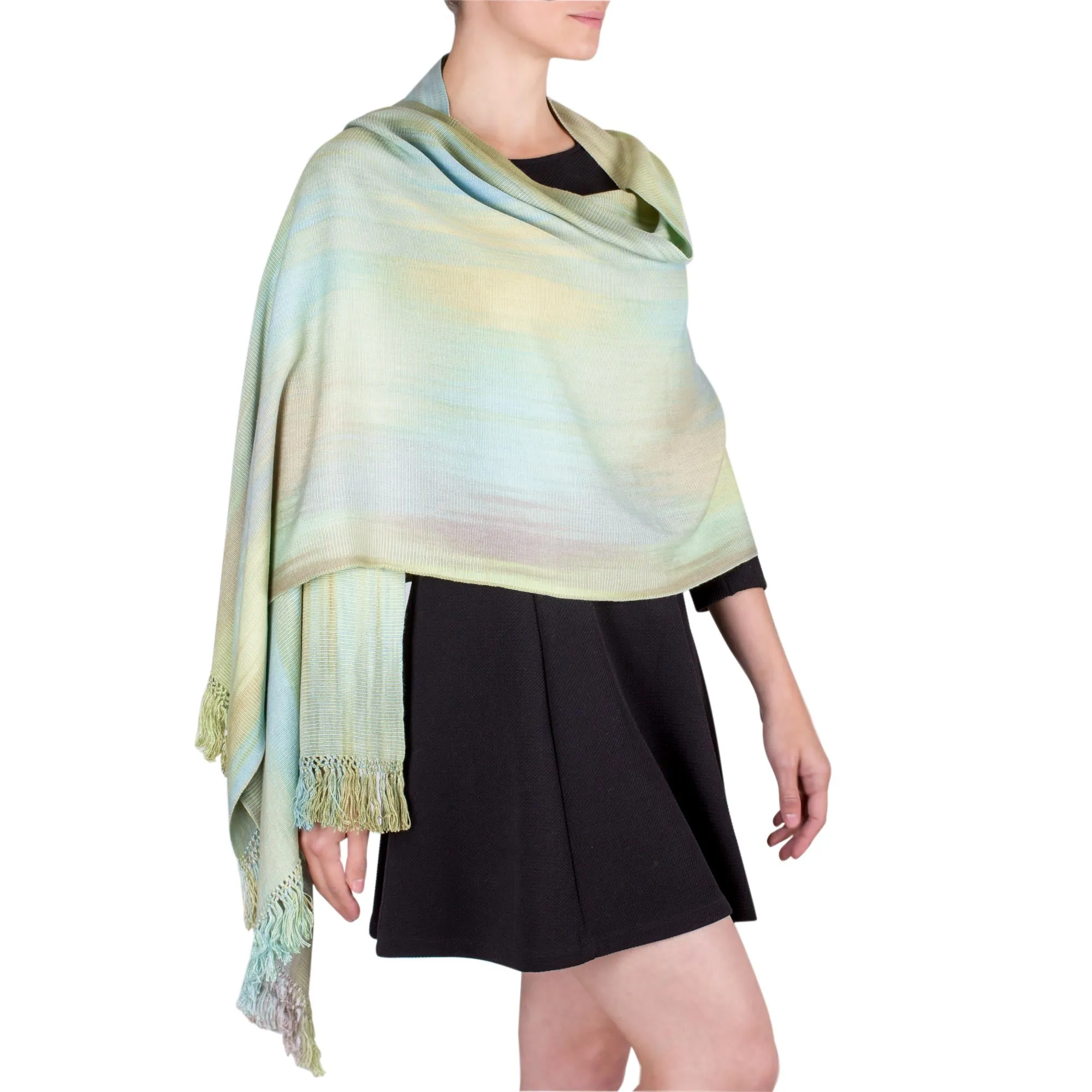 Unique Rayon Shawl - Serenity's Inspiration | NOVICA