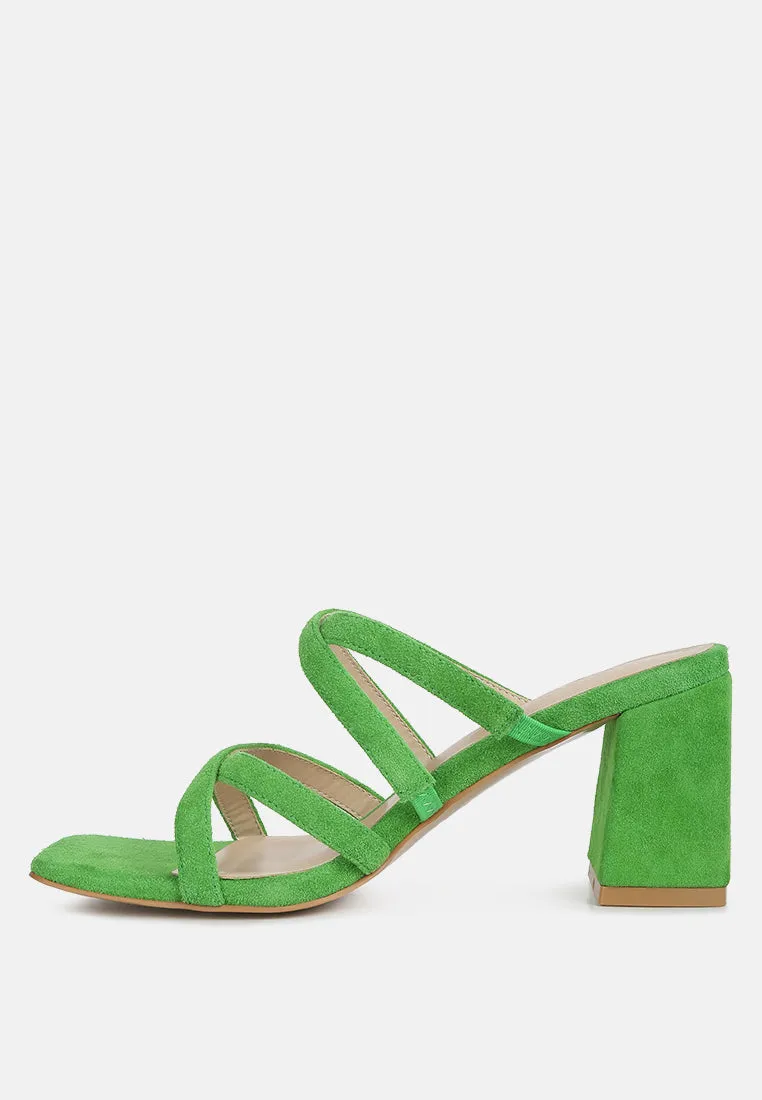 Valentina Strappy Casual Block Heel Sandals In Green