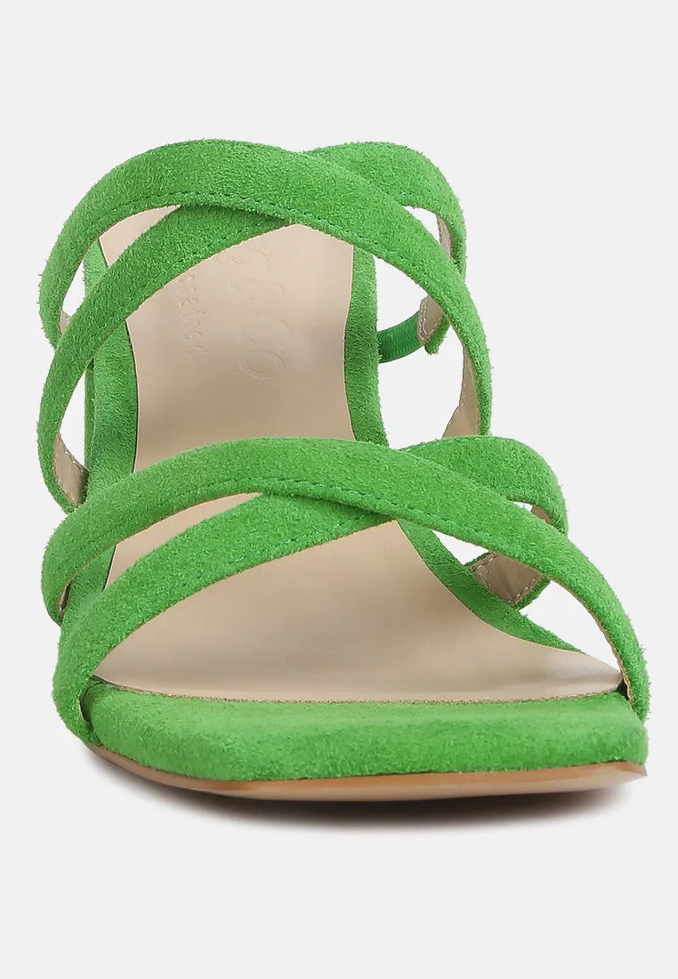 Valentina Strappy Casual Block Heel Sandals In Green