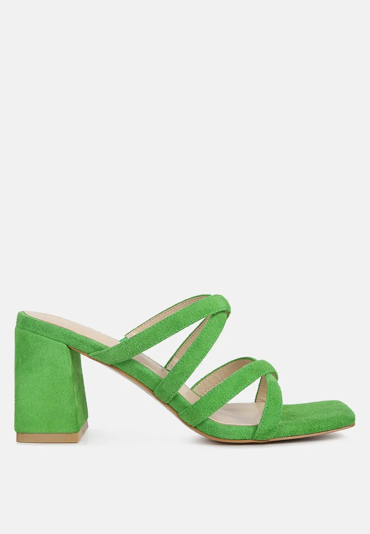 Valentina Strappy Casual Block Heel Sandals In Green