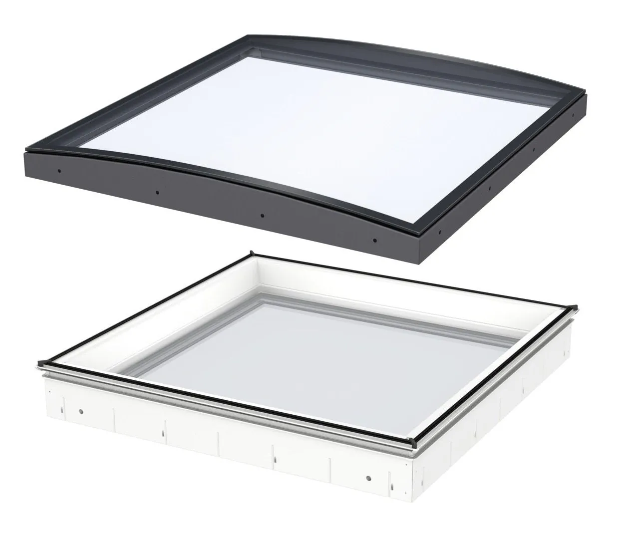 VELUX CVU 090090 1093 INTEGRA® Electric Curved Glass Rooflight Package 90 x 90 cm (Including CVU Triple Glazed Base & ISU Curved Glass Top Cover)