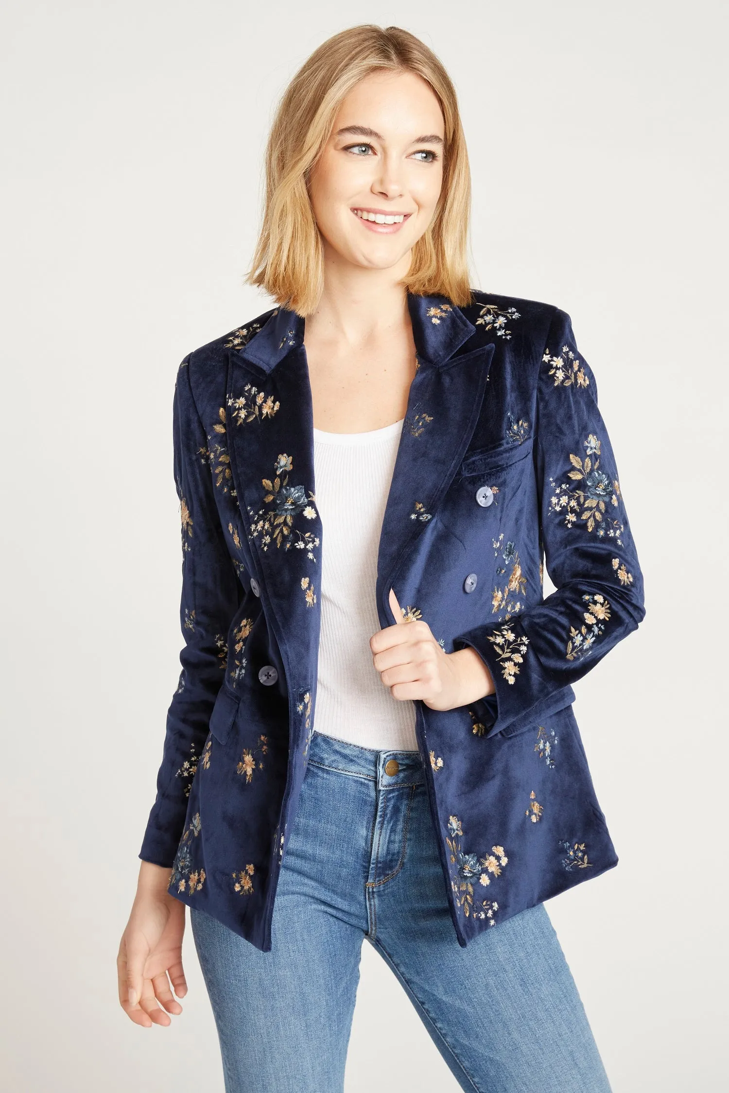 Velvet Blazer - Navy Speck