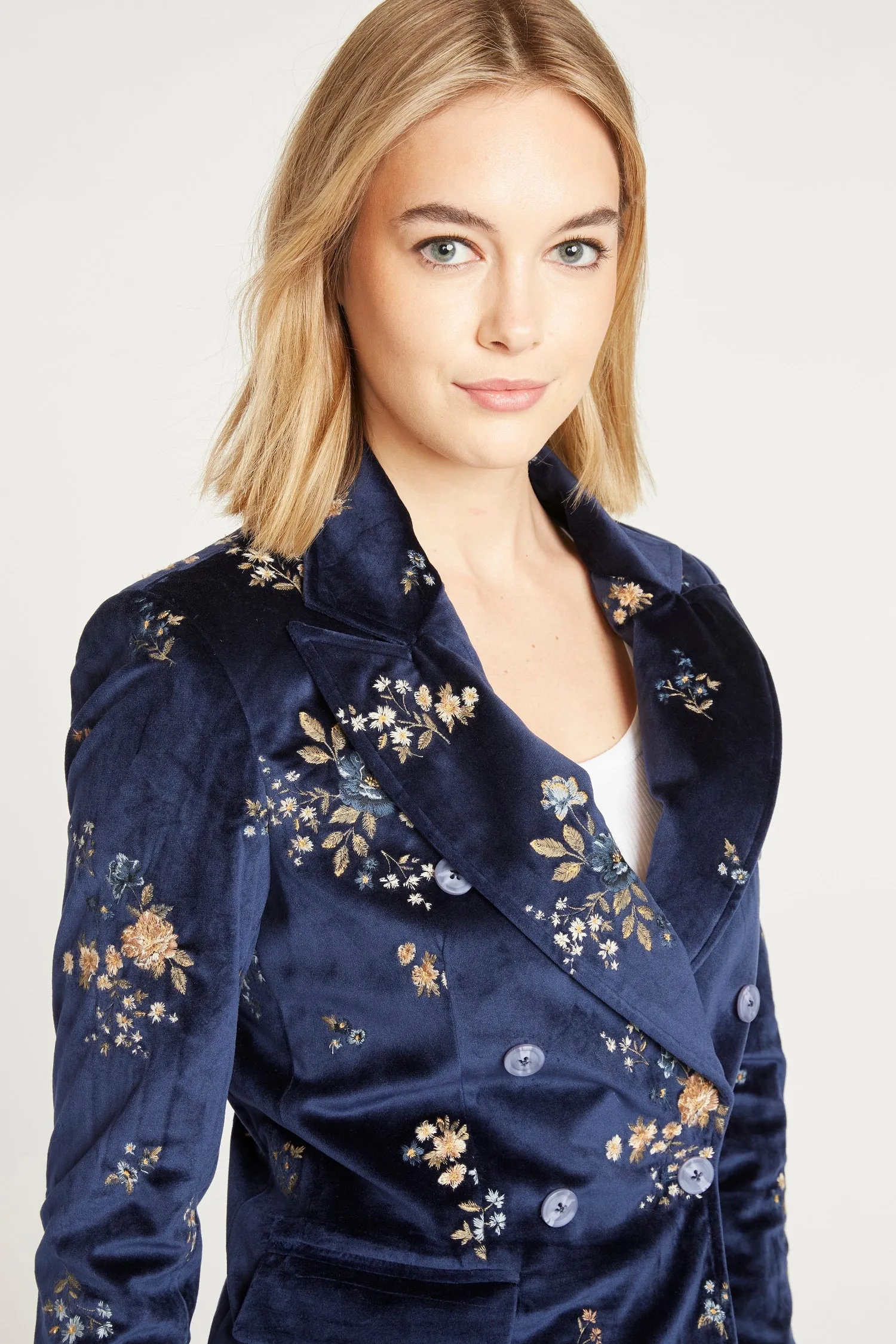 Velvet Blazer - Navy Speck