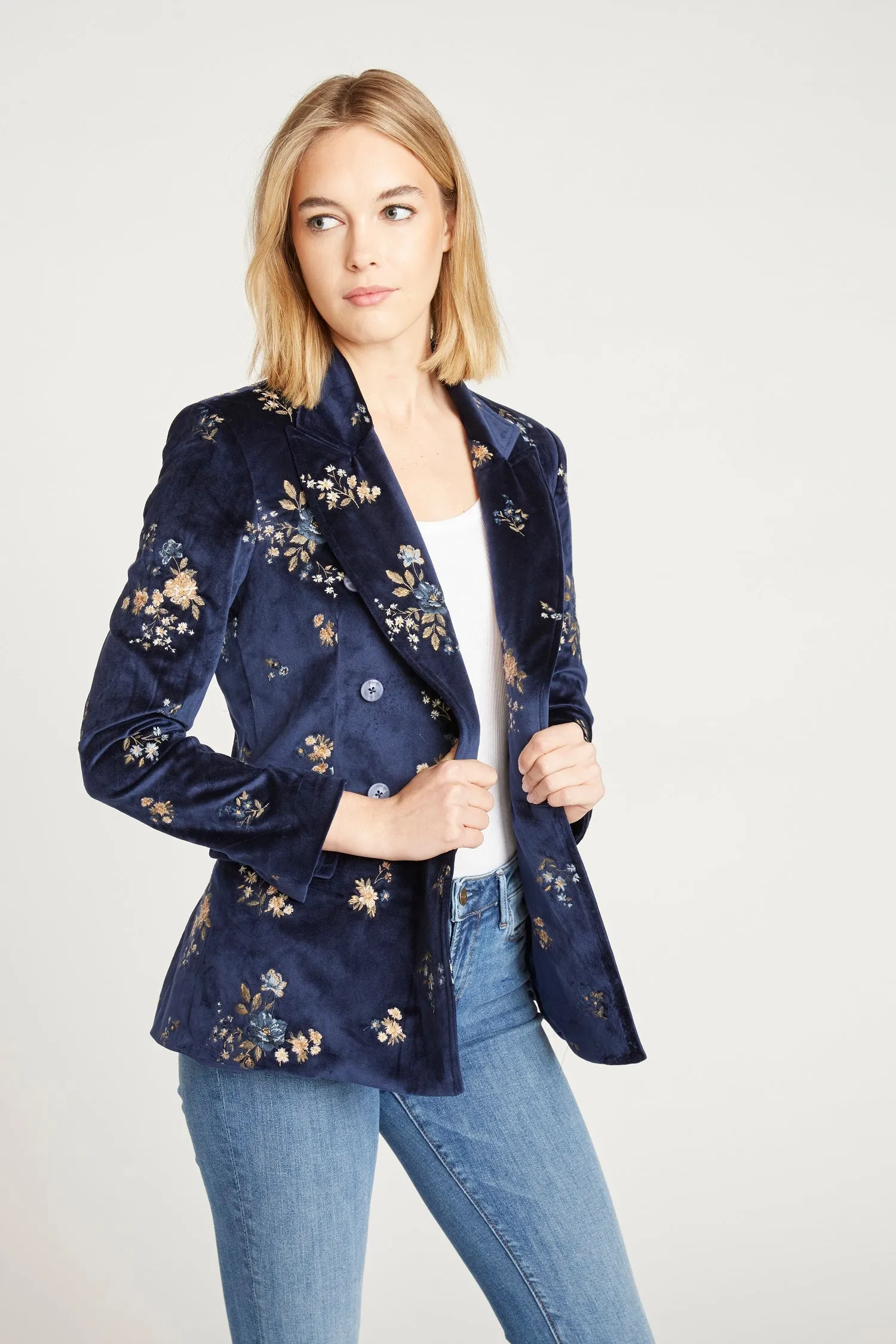 Velvet Blazer - Navy Speck