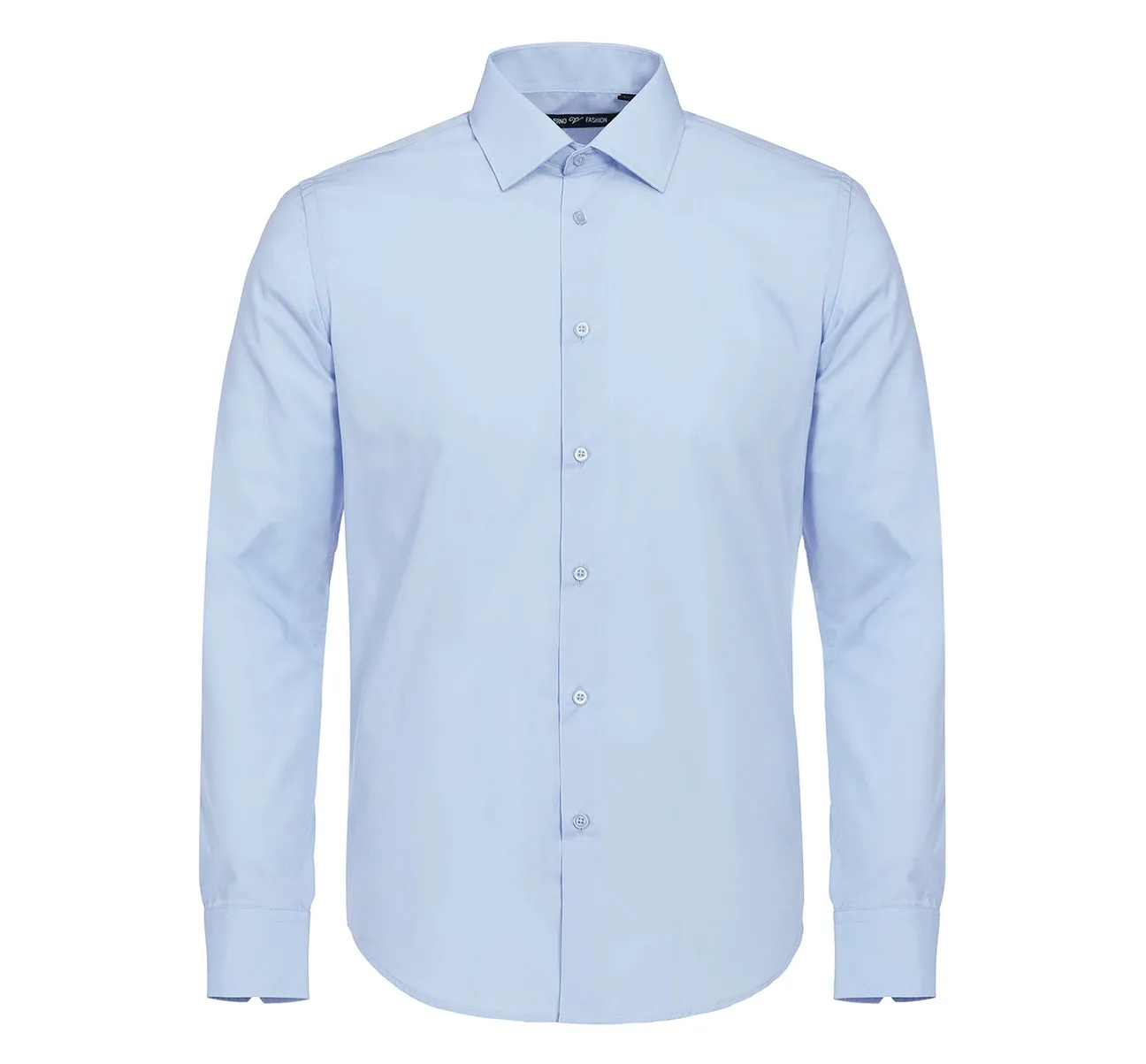 VERNO Light Blue Classic Fit Long Sleeve Travel Easy-Care Cotton Dress Shirt CS0221