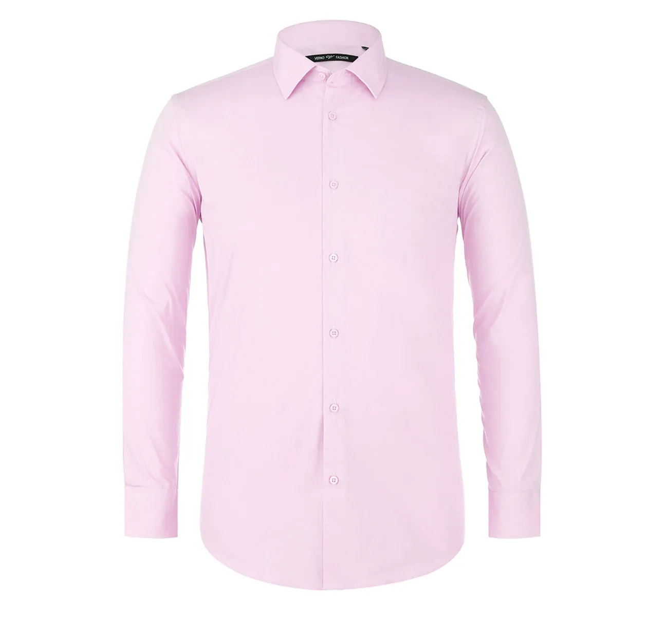 VERNO Light Pink Classic Fit Long Sleeve Travel Easy-Care Cotton Dress Shirt CS0222