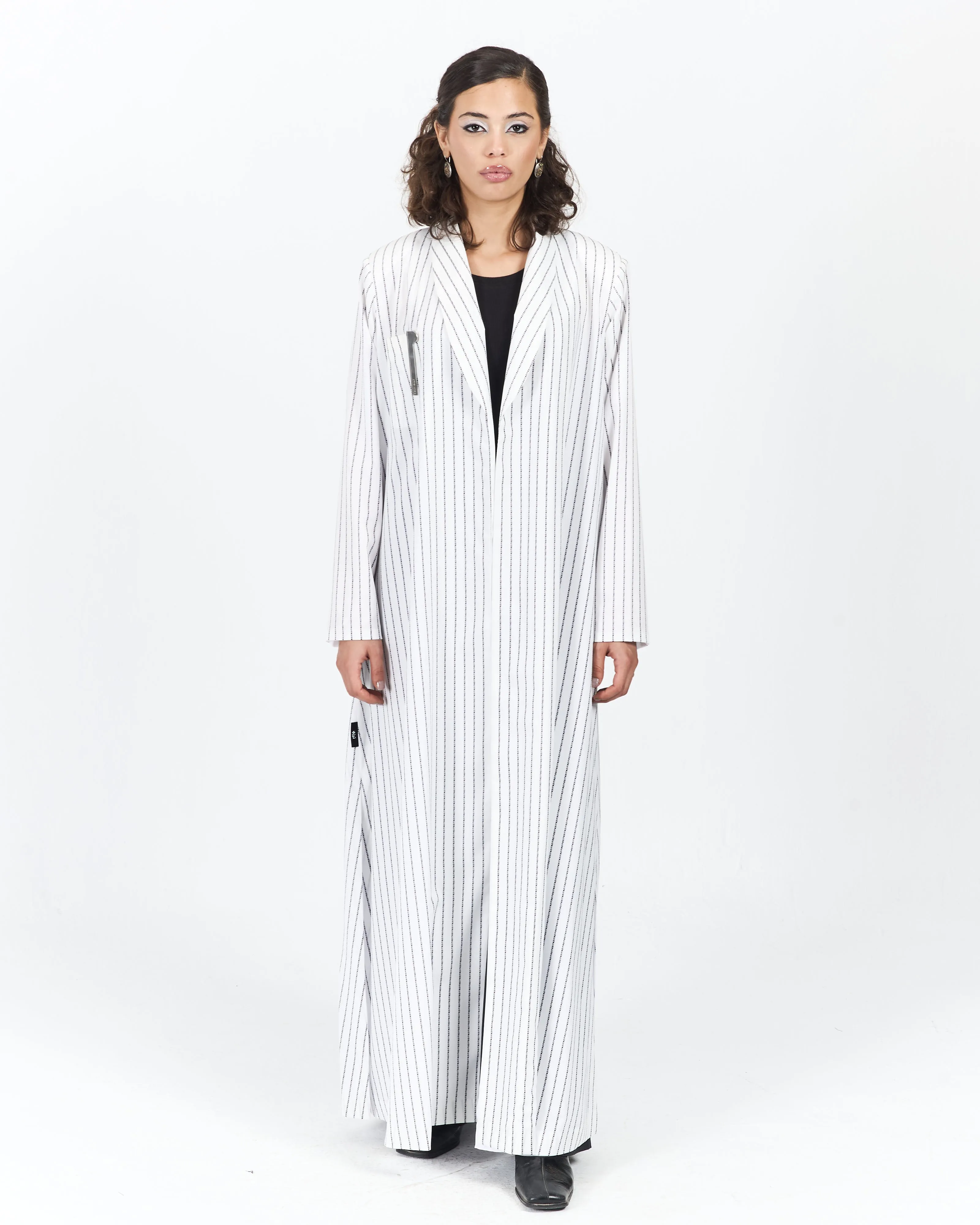 VERSATILE STRIPED CREPE A-CUT BLAZER