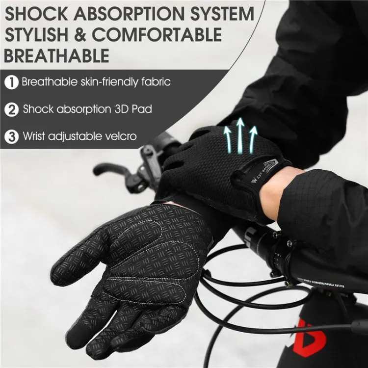 WEST BIKING YP0211223 Full-Finger Gloves For Cycling Shock Absorption Non-Slip Touch Screen Gloves, Size: XL(Blue)