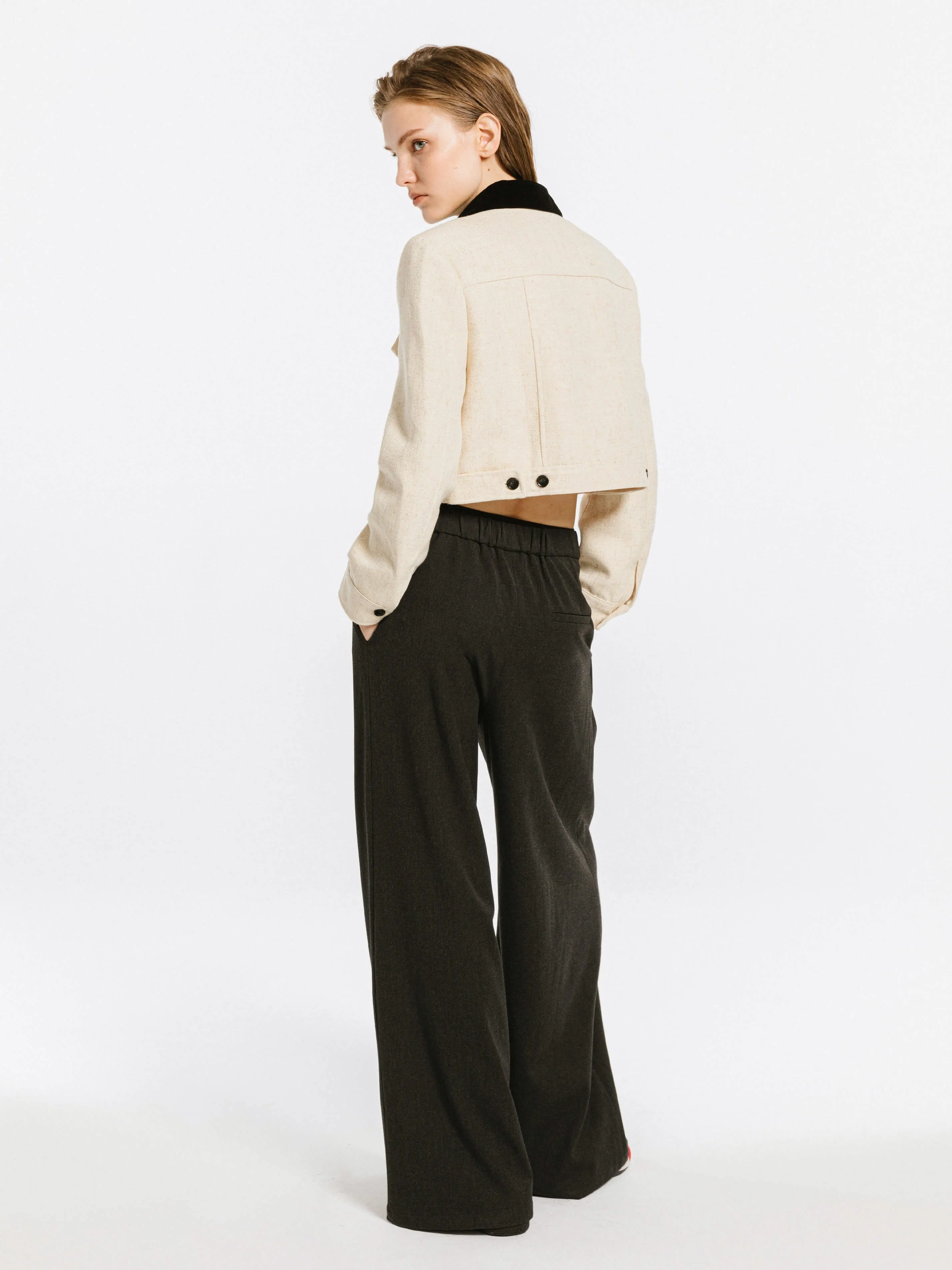 Wheat Boxy Cropped Jacket