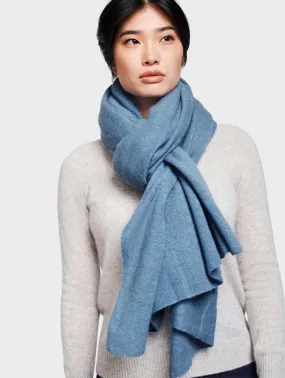 White   Warren - Cashmere Travel Wrap in Prairie Blue Heather