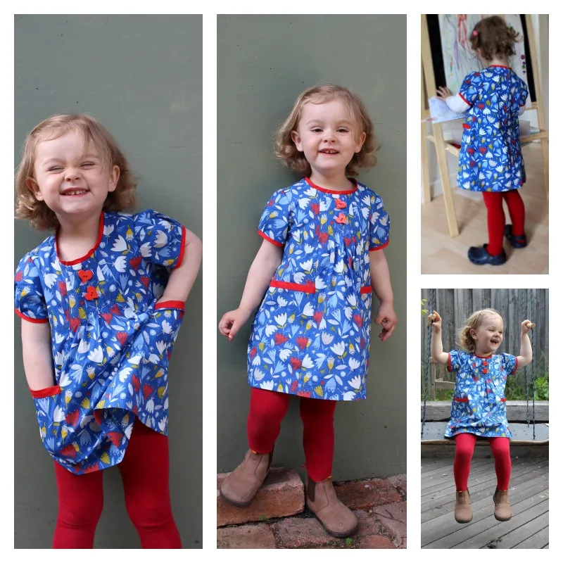 Winter dress & tunic PDF sewing pattern Shelley Dress & Blouse pattern sizes 3-6 months to 8 years.