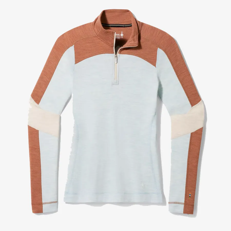 Women's Classic Thermal Merino Base Layer Colorblock 1/4 Zip (Winter Sky Heather)