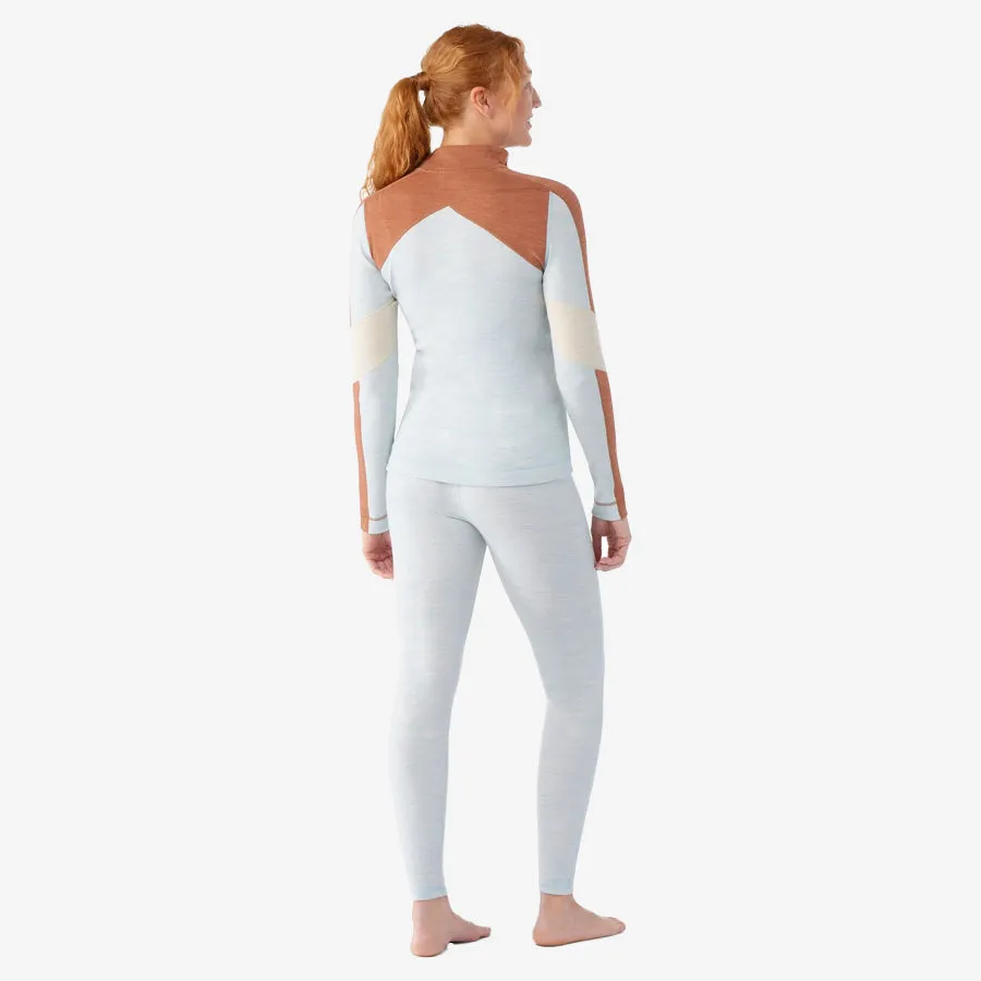 Women's Classic Thermal Merino Base Layer Colorblock 1/4 Zip (Winter Sky Heather)