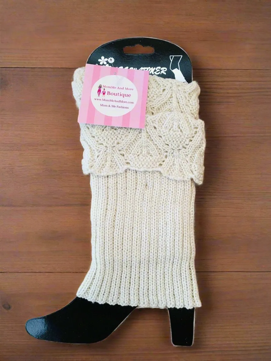 Womens Fold Over Solid Short Leg Warmers, Boot Socks, Sweater Boot Cuffs, One Size,