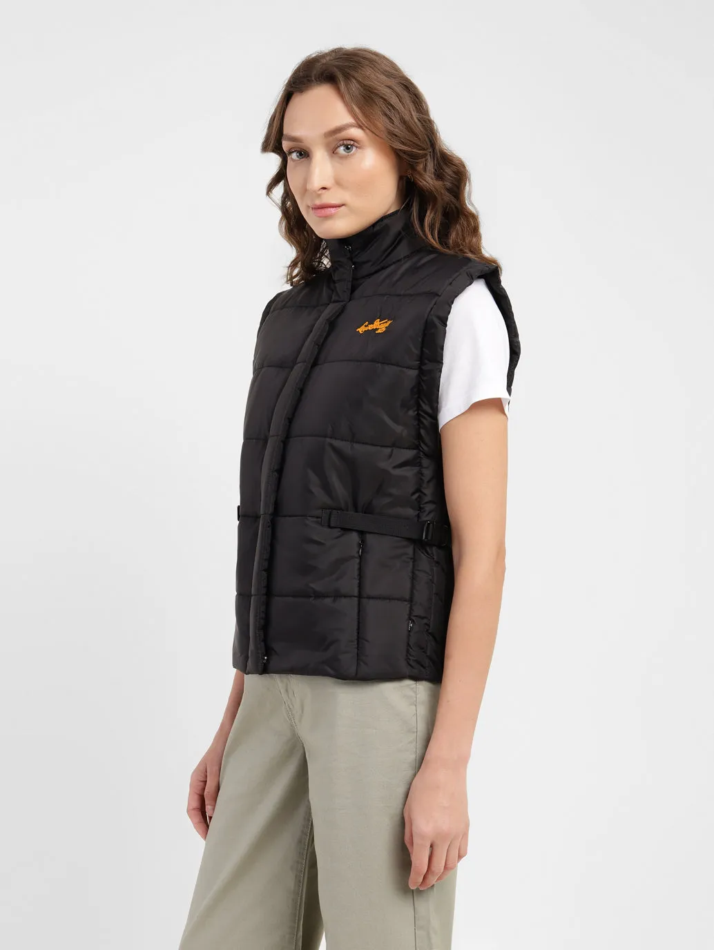 Women's Solid High Neck Quilted Jacket