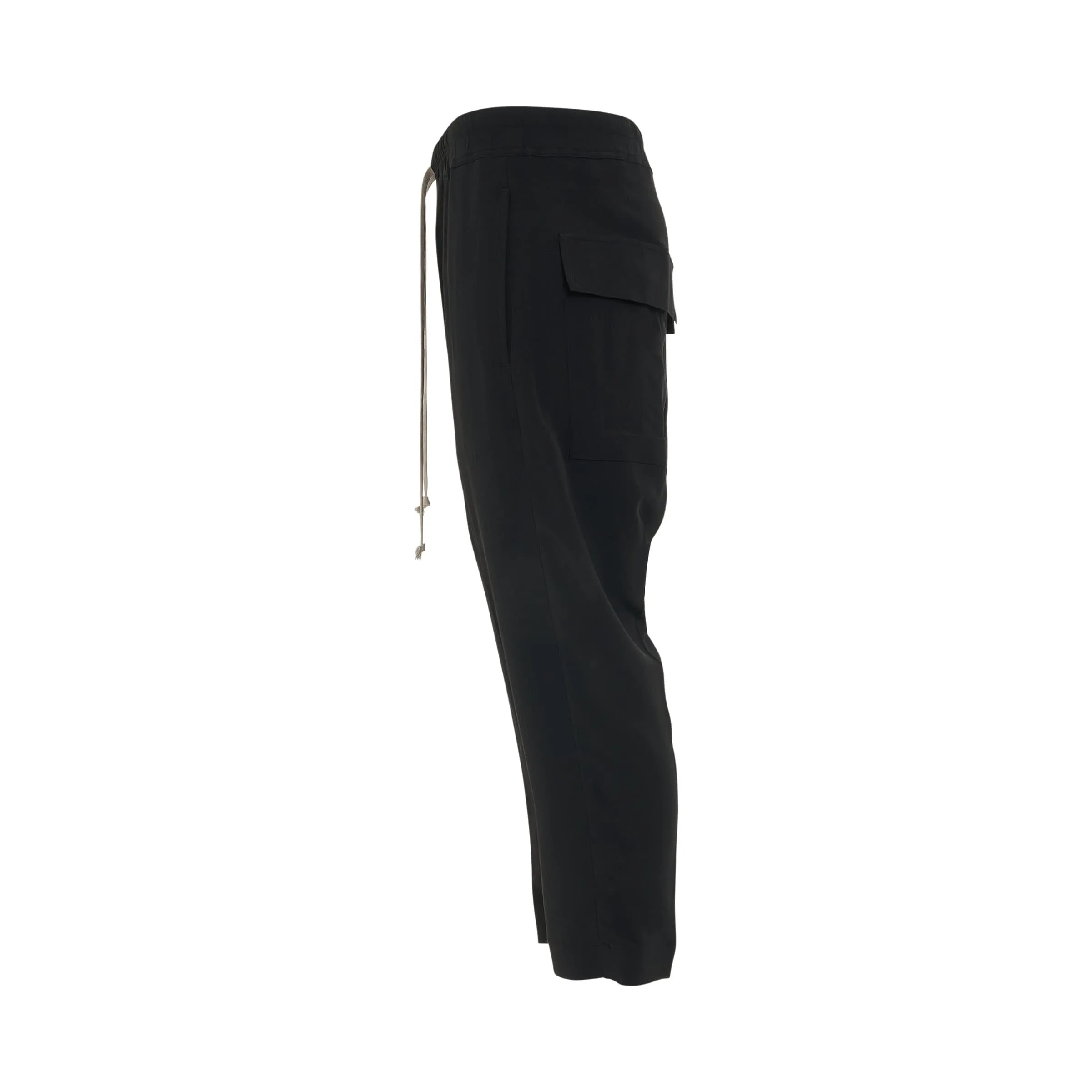 Woven Drawstring Astaires Cropped Pants in Black